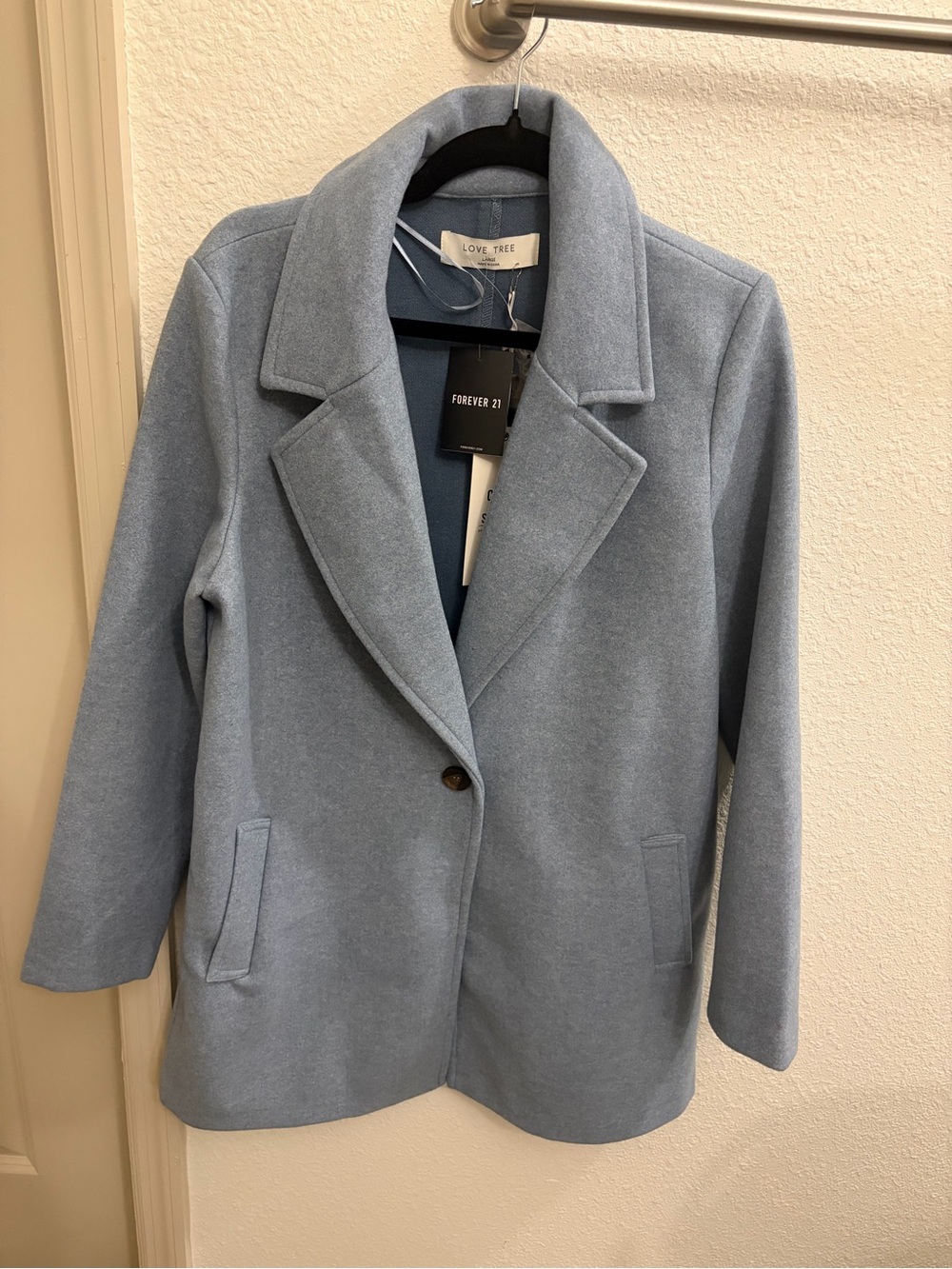 NWT Love Tree Light Blue Coat Size Large